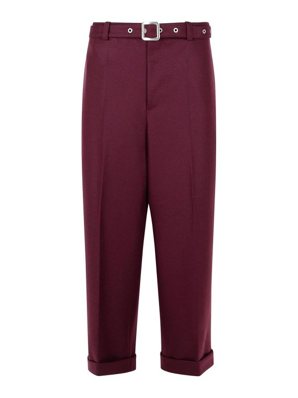 JIL SANDER: casual trousers - Wine Wool Pants