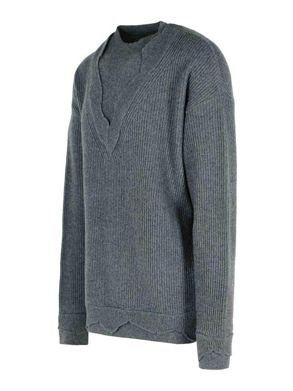 The Best Shops LANEUS: Suéteres con cuello pico - Suéter Cuello Redondo - Gris