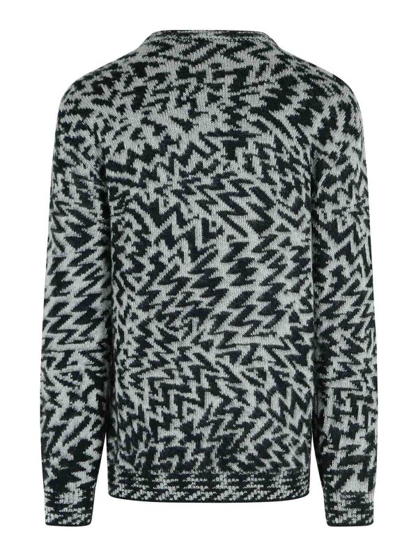 LANEUS: crew necks online - Two-Tone Wool Blend Sweater