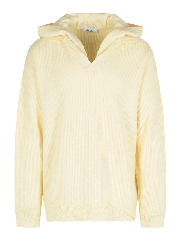 LANEUS: crew necks - Ivory Wool Blend Sweater