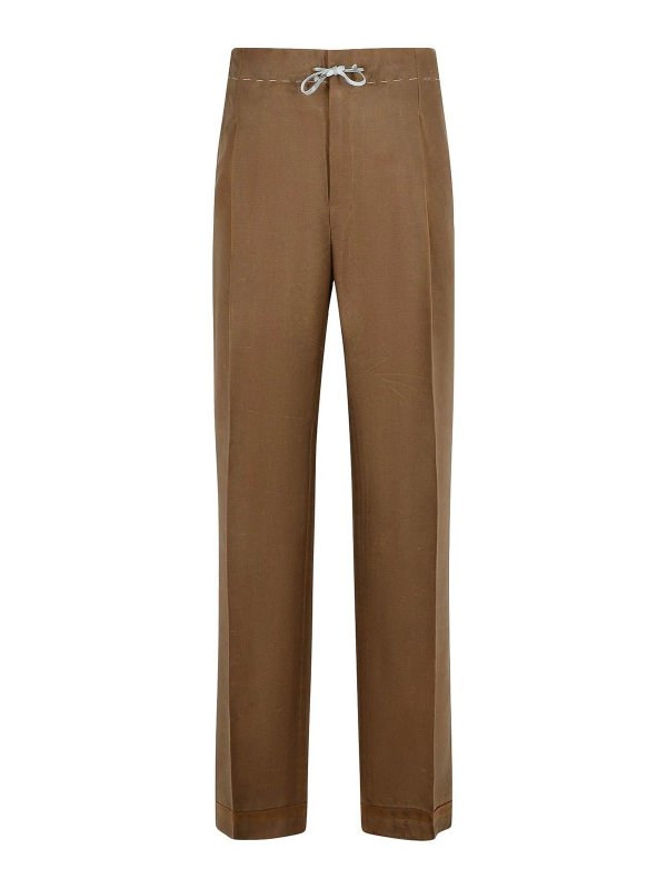 Maison Margiela: casual trousers - Brown Mohair And Wool Trousers