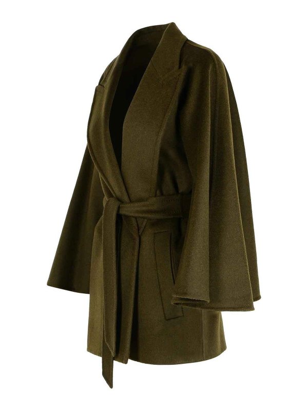 The Best Shops Max Mara: short coats - Verna Camel Coat With Moss Green Belt