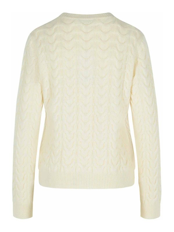 Max Mara: Suéteres con cuello pico online - Suéter Cuello Redondo - Blanco