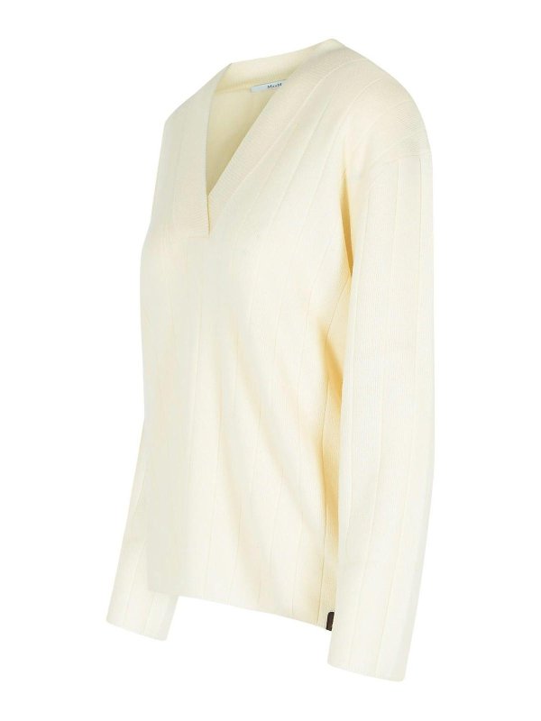 The Best Shops Max Mara: crew necks - Arten White Cashmere Yarn Sweater