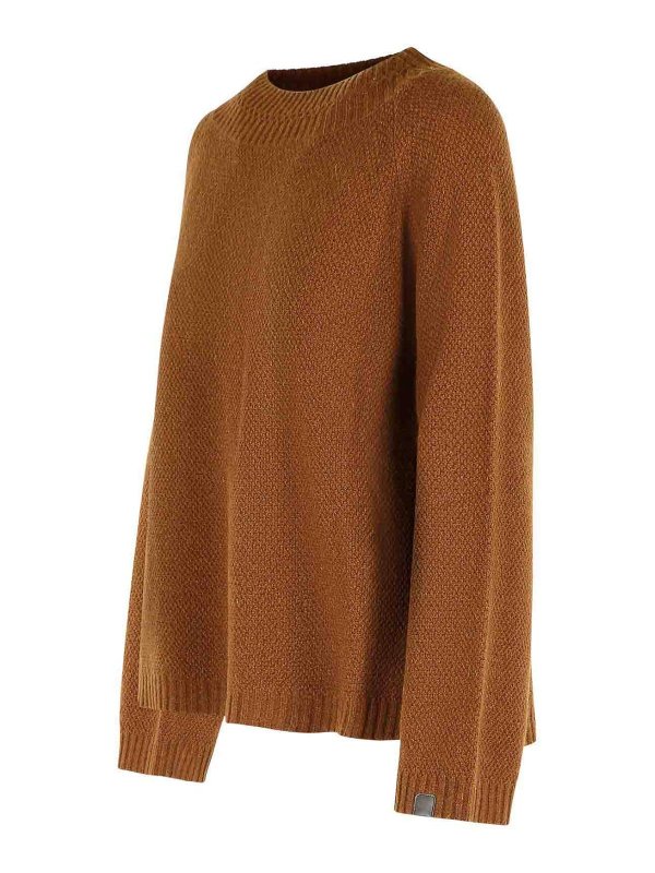 The Best Shops Max Mara: Suéteres con cuello pico - Suéter Cuello Redondo - Marrón