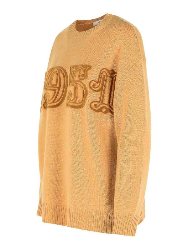 The Best Shops Max Mara: Strickpullover mit Rundhalsausschnitt - Rundhalspullover - Beige