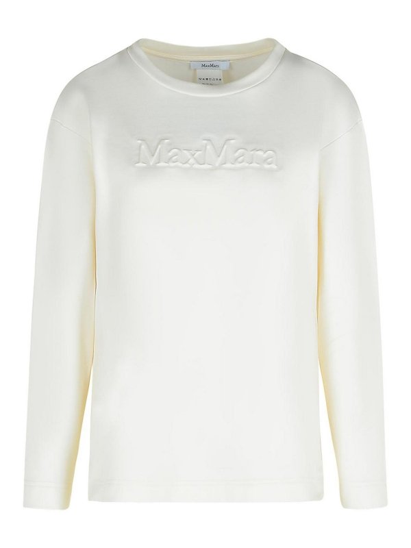 Max Mara: Sweatshirts & Sweaters - Berma Sweatshirt In White Silk And Cotton