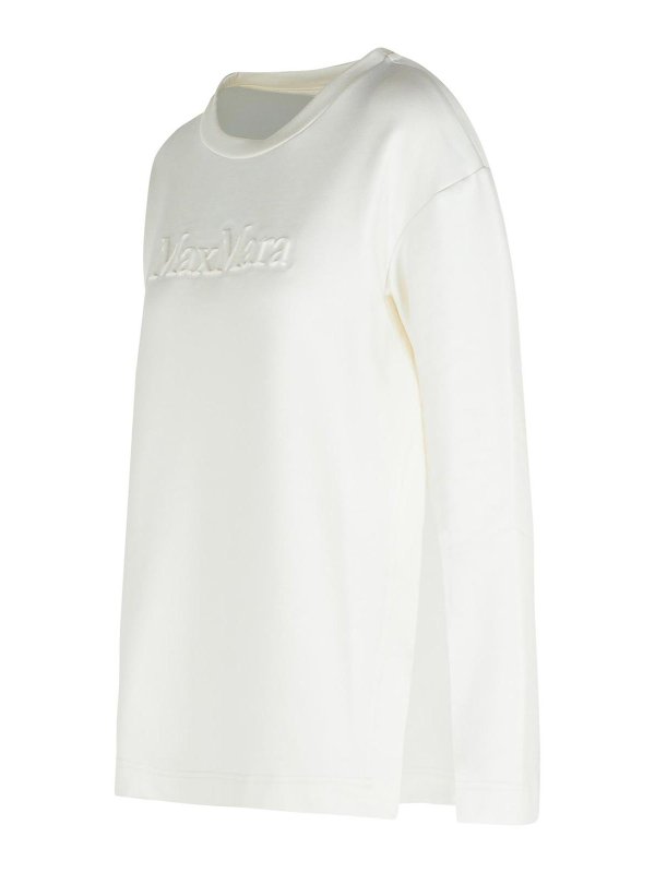 The Best Shops Max Mara: Sweatshirts & Sweaters - Berma Sweatshirt In White Silk And Cotton