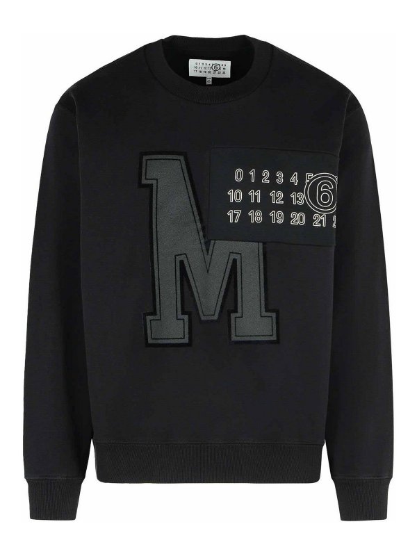 MM6 MAISON MARGIELA: Sweatshirts & Sweaters - Black Cotton Sweatshirt