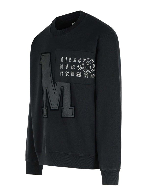 The Best Shops MM6 MAISON MARGIELA: Sweatshirts & Sweaters - Black Cotton Sweatshirt