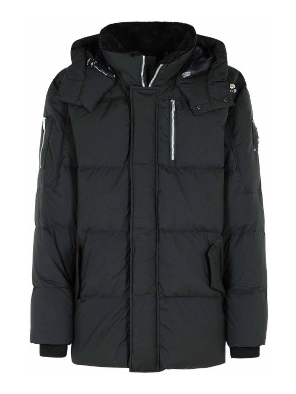 MOOSE KNUCKLES: padded jackets - Everest 3Q Black Nylon And Cotton Down Jacket