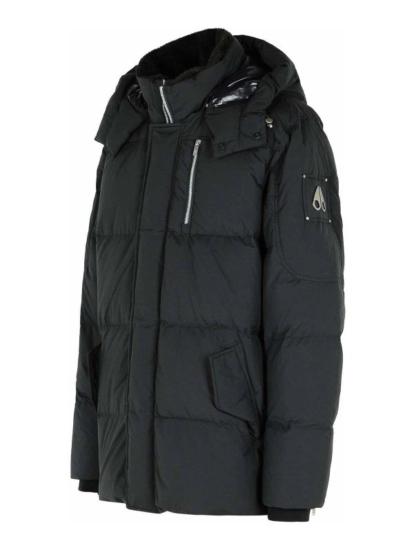 The Best Shops MOOSE KNUCKLES: padded jackets - Everest 3Q Black Nylon And Cotton Down Jacket