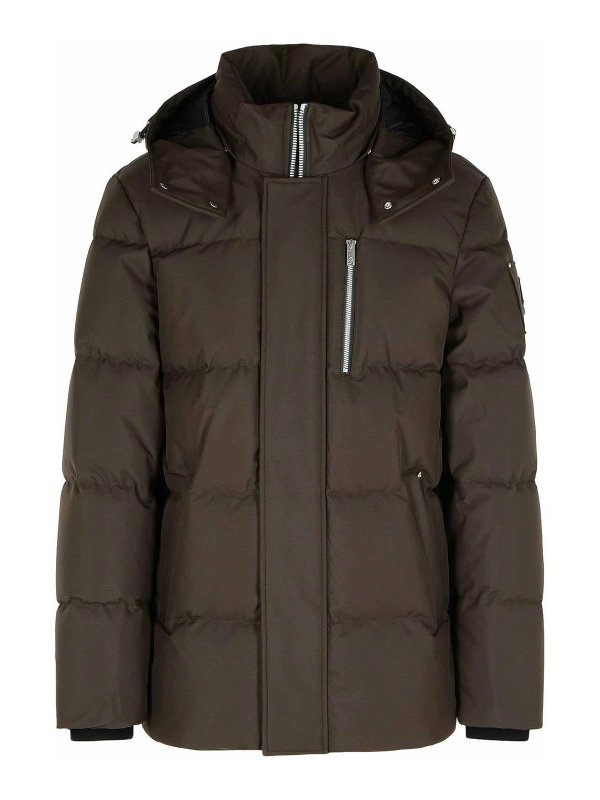 MOOSE KNUCKLES: padded jackets - Cloud 3Q Brown Nylon Down Jacket