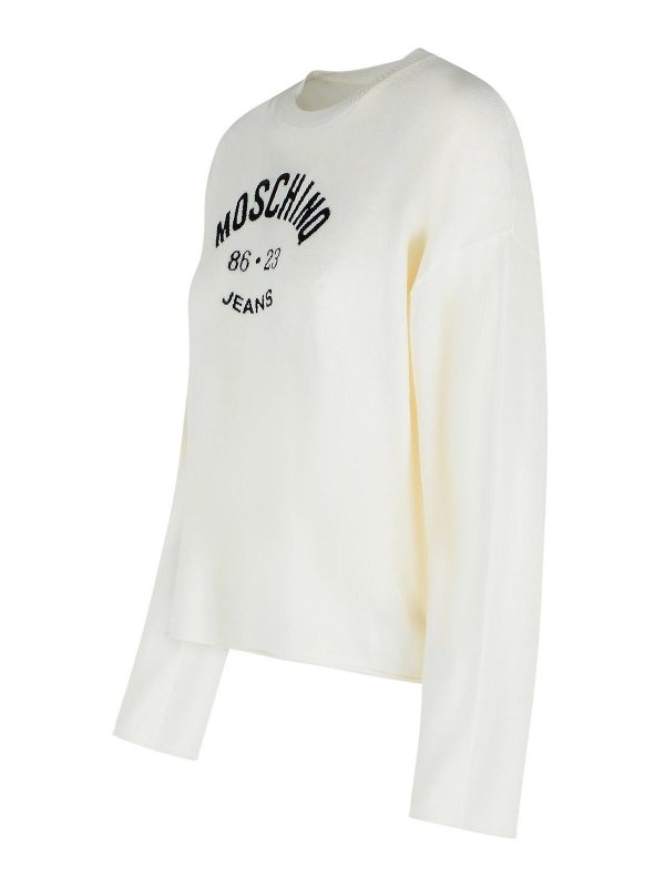 The Best Shops MOSCHINO JEANS: Pull col rond - Pull Col Rond - Blanc