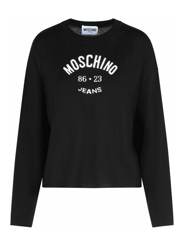 MOSCHINO JEANS: crew necks - Black Virgin Wool Sweater