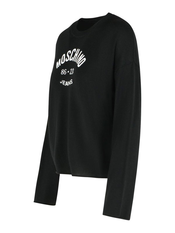 The Best Shops MOSCHINO JEANS: crew necks - Black Virgin Wool Sweater