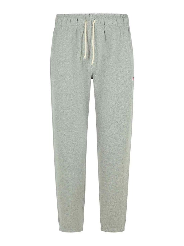 NEW BALANCE: pantaloni sport - Pantaloni di cotone grigi