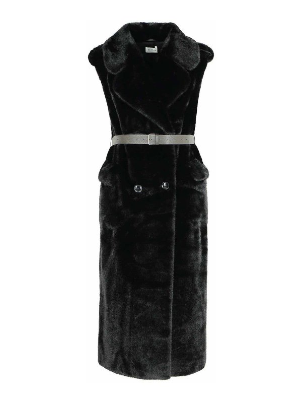 P.A.R.O.S.H.: 毛皮＆シアリングコート - 毛皮/ムートンコート - 黒