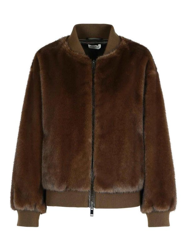P.A.R.O.S.H.: Fur & Shearling Coats - Brown Faux Fur Coat