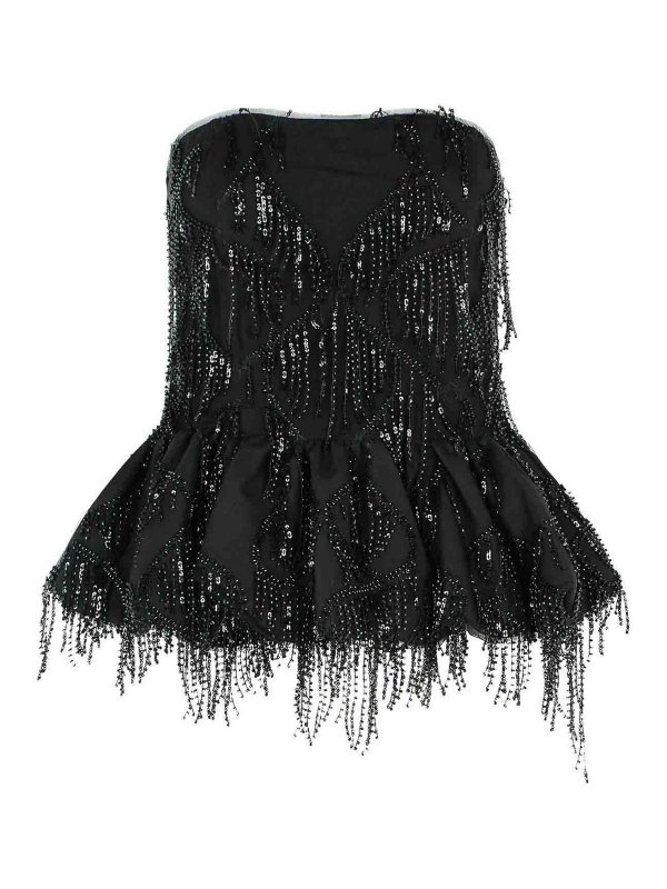 ROTATE Birger Christensen: Top e canotte - Top in poliestere nero Dorla