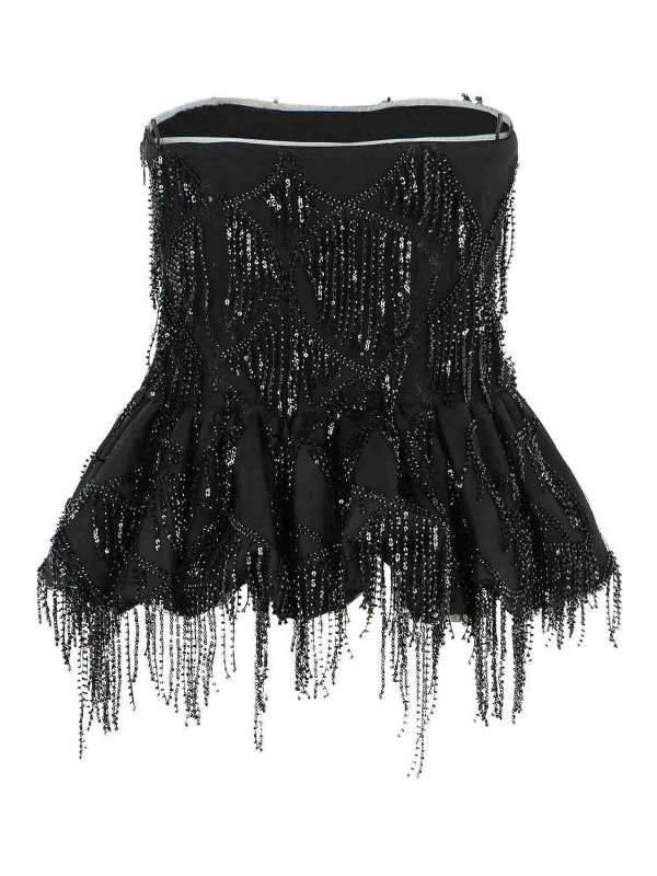 ROTATE Birger Christensen: Top e canotte online - Top in poliestere nero Dorla