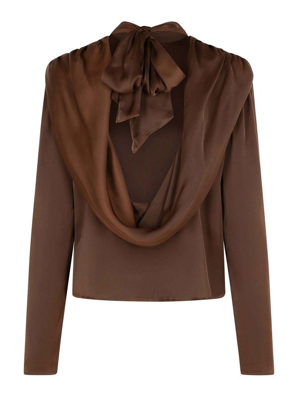 ROTATE Birger Christensen: blouses online - Bowina Brown Polyester Blouse