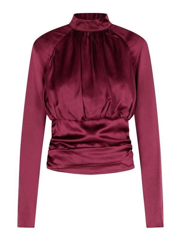 ROTATE Birger Christensen: blouses - Kala Burgundy Silk Blouse