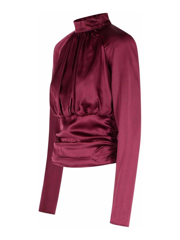 The Best Shops ROTATE Birger Christensen: blouses - Kala Burgundy Silk Blouse