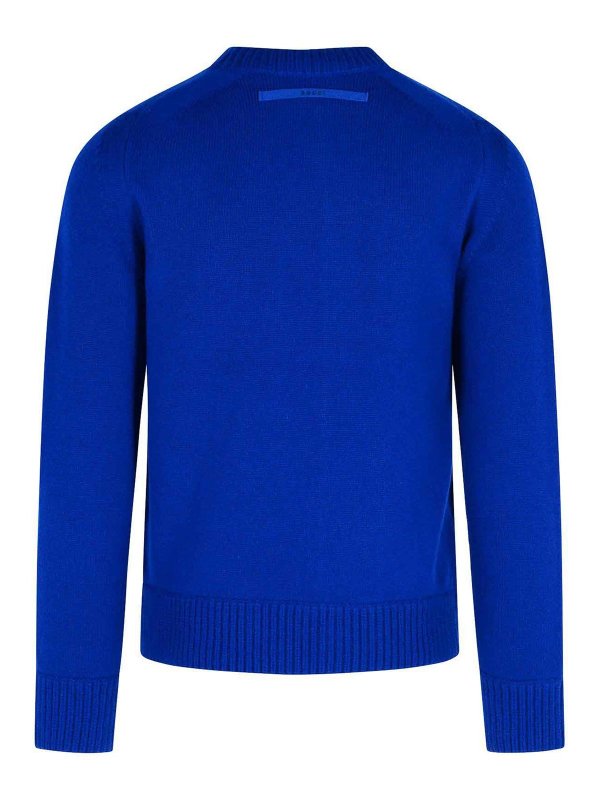 Sacai: crew necks online - Blue Wool Sweater