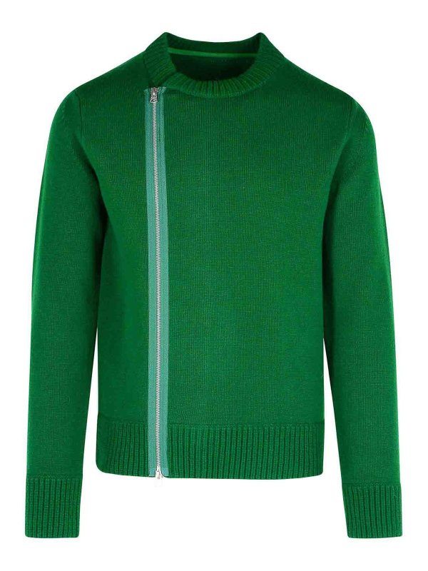 Sacai: Suéteres con cuello pico - Suéter Cuello Redondo - Verde