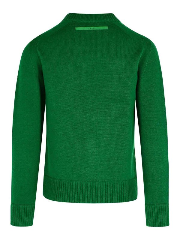Sacai: Suéteres con cuello pico online - Suéter Cuello Redondo - Verde