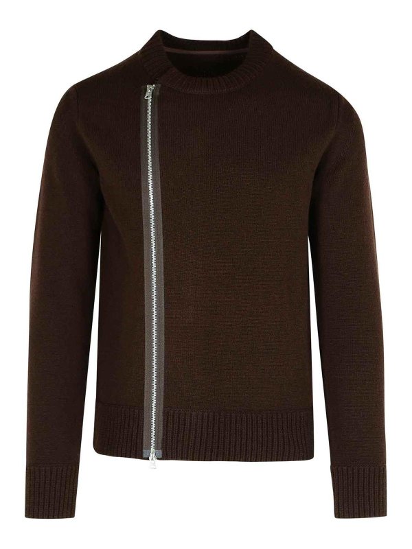 Sacai: Pull col rond - Pull Col Rond - Marron