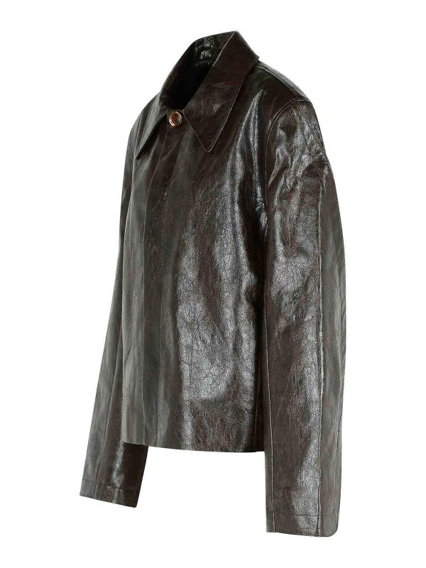 The Best Shops SÉFR: leather jacket - Keane Brown Polyester Jacket