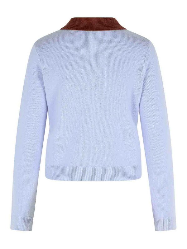 Self Portrait: crew necks online - Blue Wool Blend Sweater