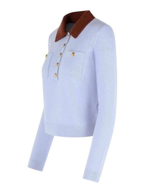 The Best Shops Self Portrait: crew necks - Blue Wool Blend Sweater