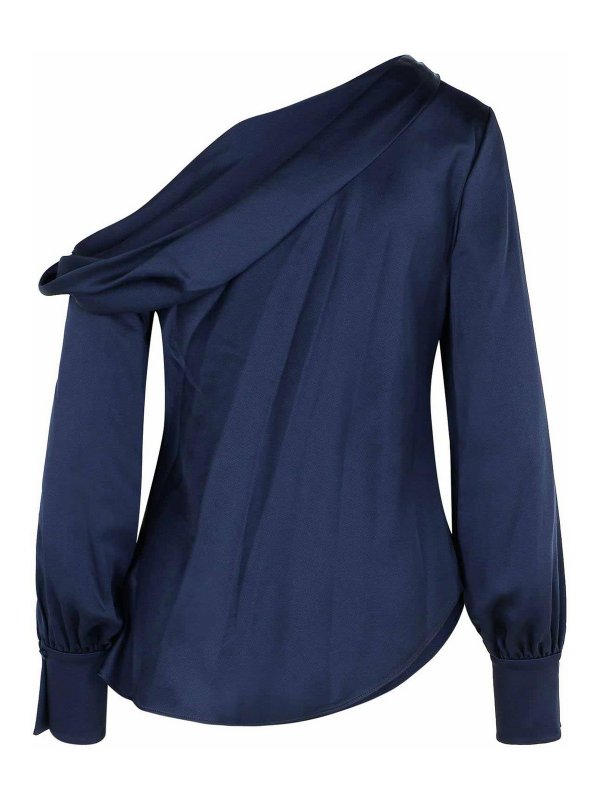 JONATHAN SIMKHAI: bluse online - Alice Navy Acetate Blend Blouse