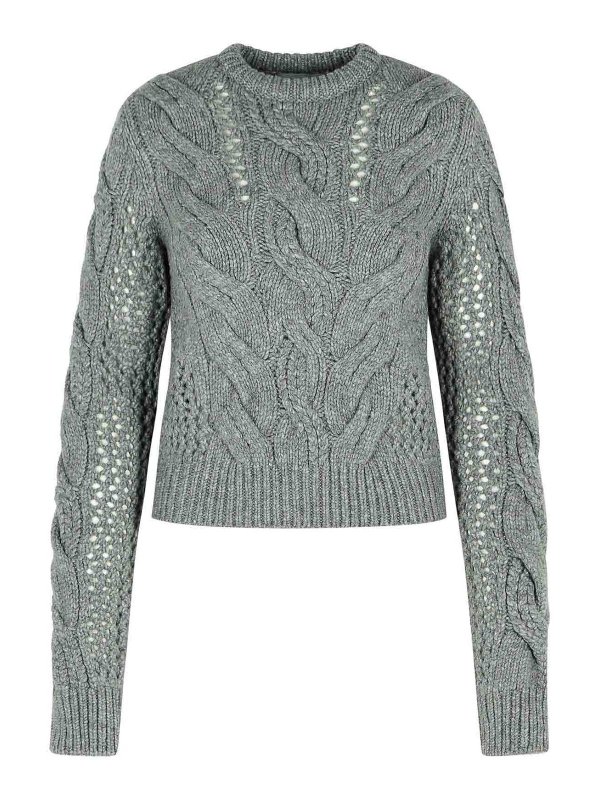 SPORTMAX: Strickpullover mit Rundhalsausschnitt - Rundhalspullover - Grau