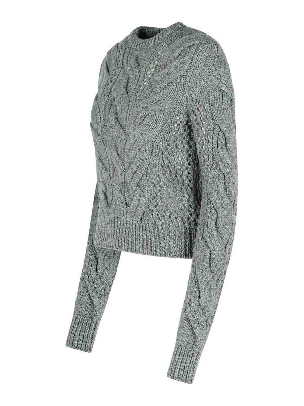 The Best Shops SPORTMAX: Strickpullover mit Rundhalsausschnitt - Rundhalspullover - Grau