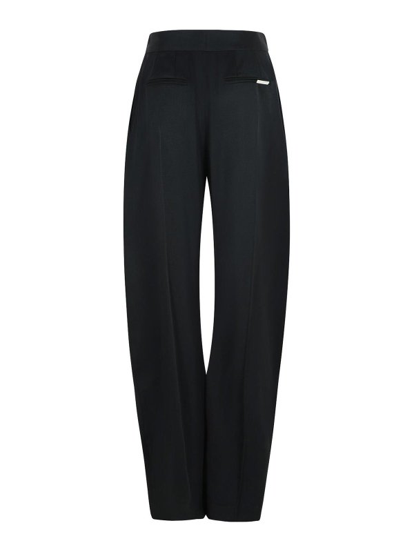 The Attico: casual trousers online - Gary Long Black Virgin Wool Pants
