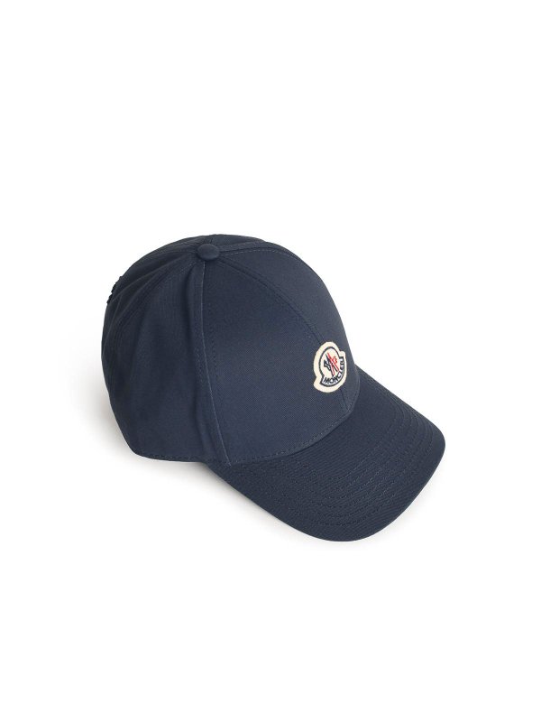 MONCLER: hats & caps online - Blue Cotton Cap