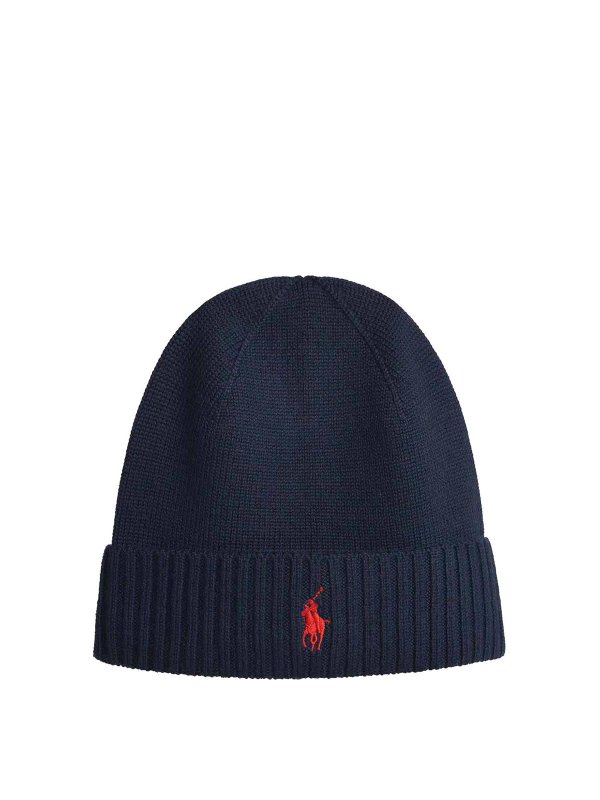 POLO RALPH LAUREN: ニットキャップ - ビーニー帽 - ダークブルー