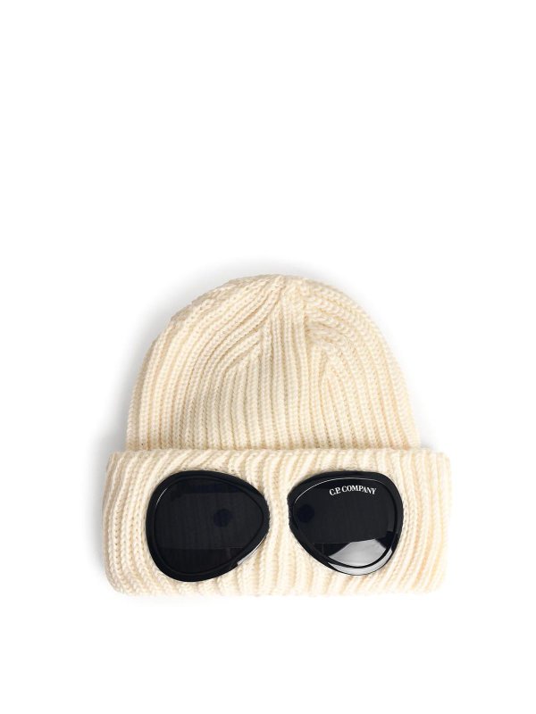 C.P. COMPANY: beanies - Cream Merino Wool Beanie