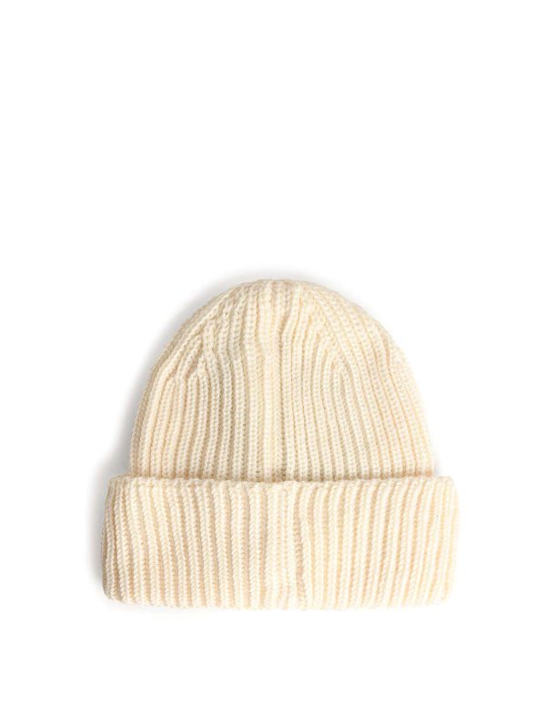 C.P. COMPANY: beanies online - Cream Merino Wool Beanie