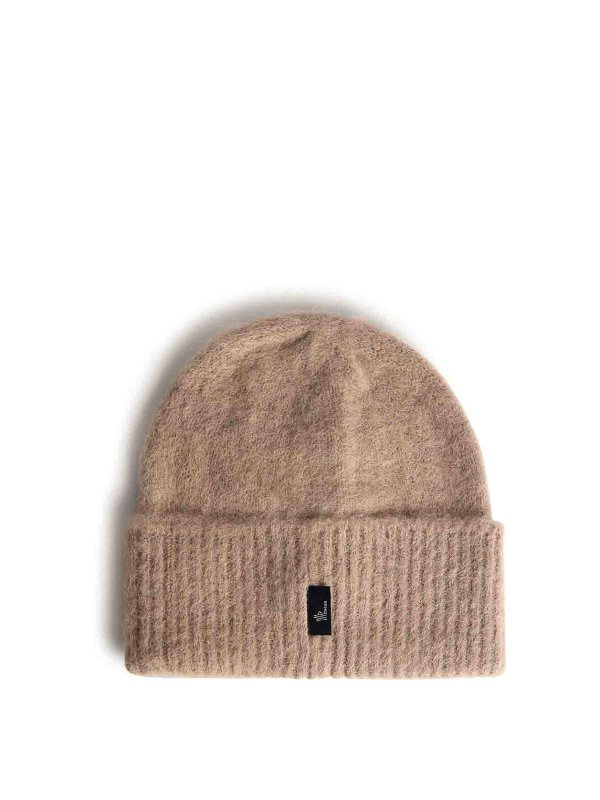 MONCLER: beanies online - Beige Alpaca And Wool Tricot Beanie