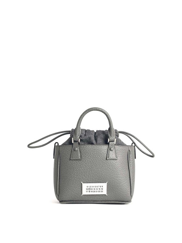 Maison Margiela: totes bags - 5Ac Tote Horizontal Pebble Grey Leather Bag