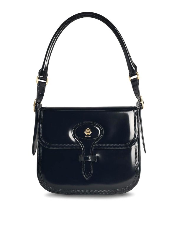 BALLY: shoulder bags - Beckett Black Leather Trellis Bag