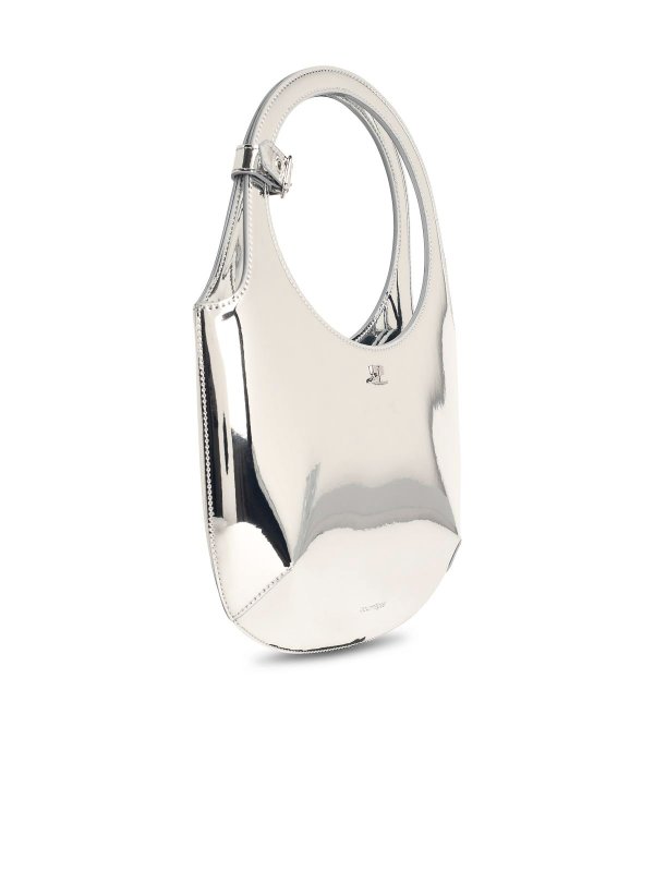 Courreges: borse a spalla online - Borsa in pelle argento specchio sacro