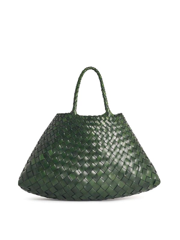 DRAGON DIFFUSION: shopper - Piccola borsa in pelle verde a foglia
