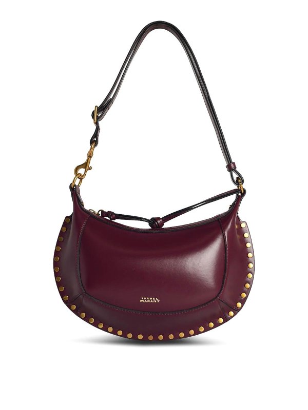 ISABEL MARANT: shoulder bags - Oskan Moon Burgundy Smooth Leather Bag