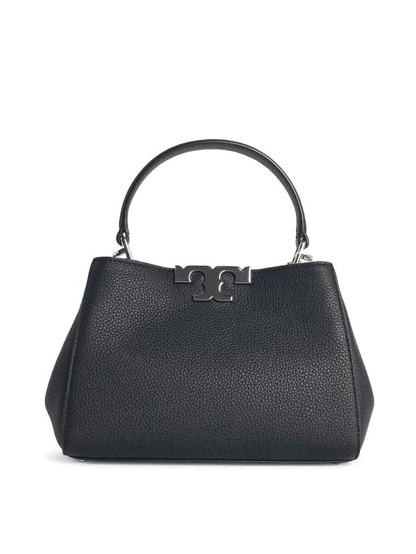 TORY BURCH: shopper - Borsa in pelle nera Eleanor